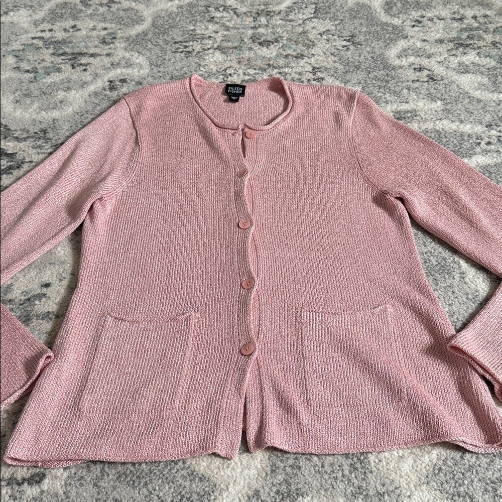 Eileen Fisher Silk Blend Button Cardigan - Picture 3 of 8